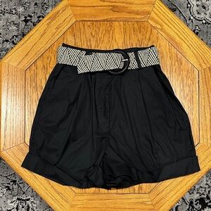 *JASON WU* Black x Ivory Belted Dress Shorts Size XS